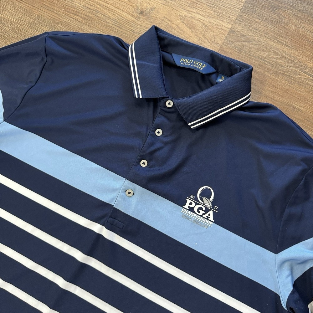 Polo Ralph Lauren Golf PGA Quaill Hollow‎ 2017 Sz XL Blue Stained